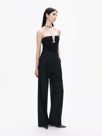 Nocturne Minimalist Yüksek Bel Geniş Paça Midi Kadın Pantolon - Günlük & Ofis