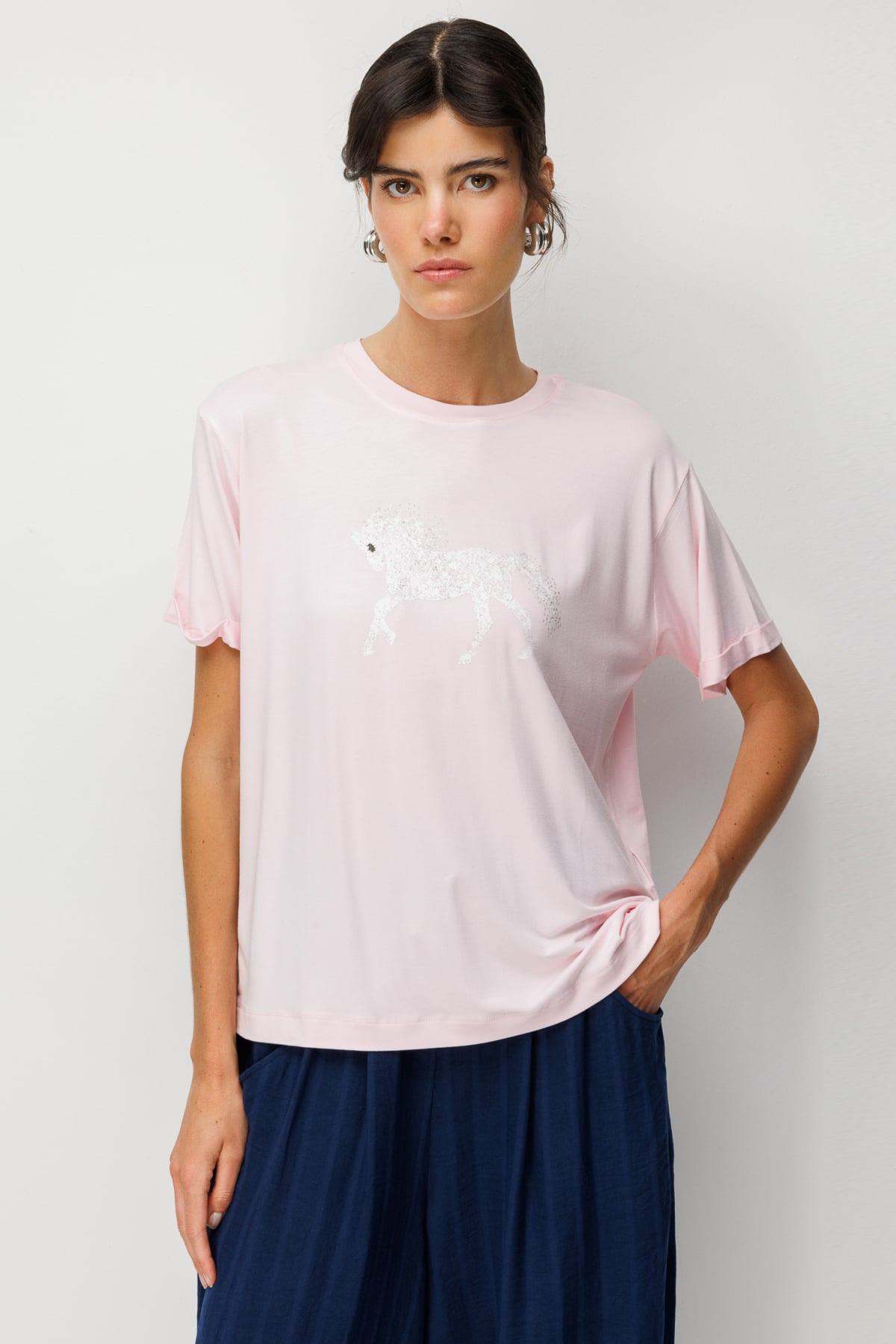 On At Baskılı Sıfır Yaka Tişört T-Shirt Main image