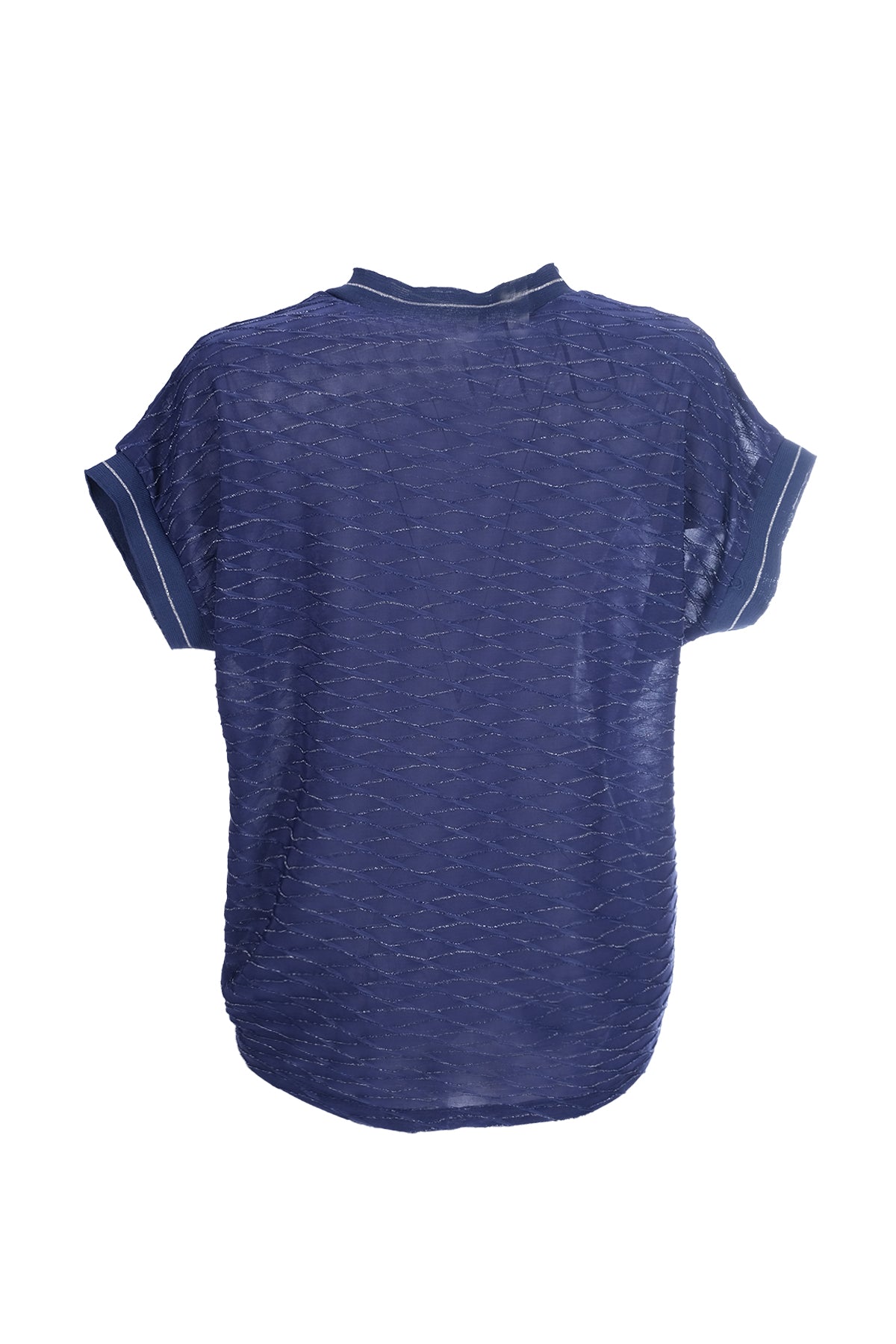 On Oversize V Yaka Kısa Kol Minimalist Kadın Bluz