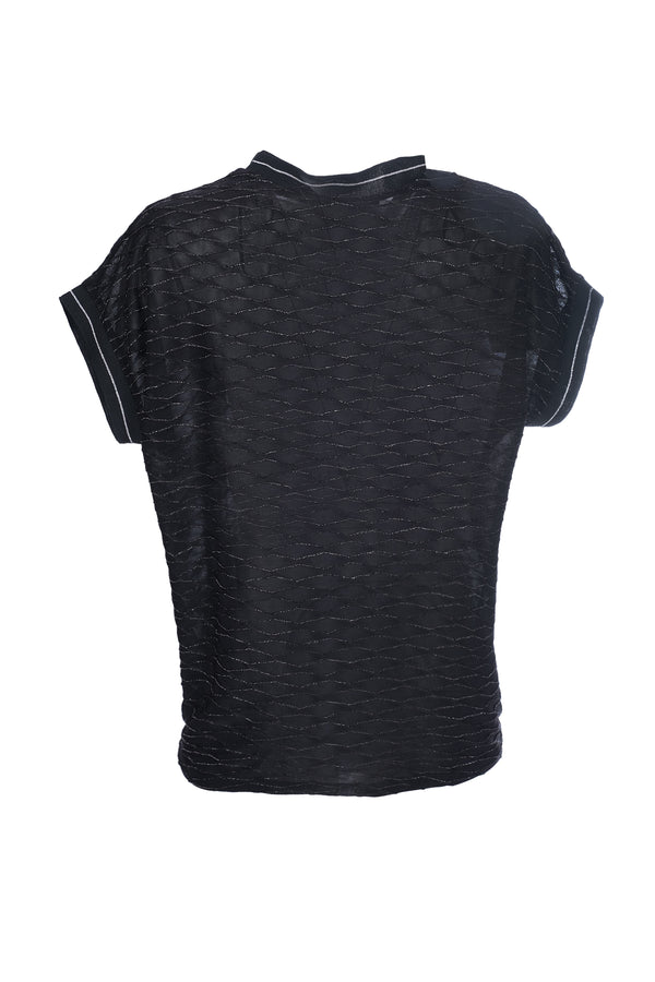 On Oversize V Yaka Kısa Kol Minimalist Kadın Bluz