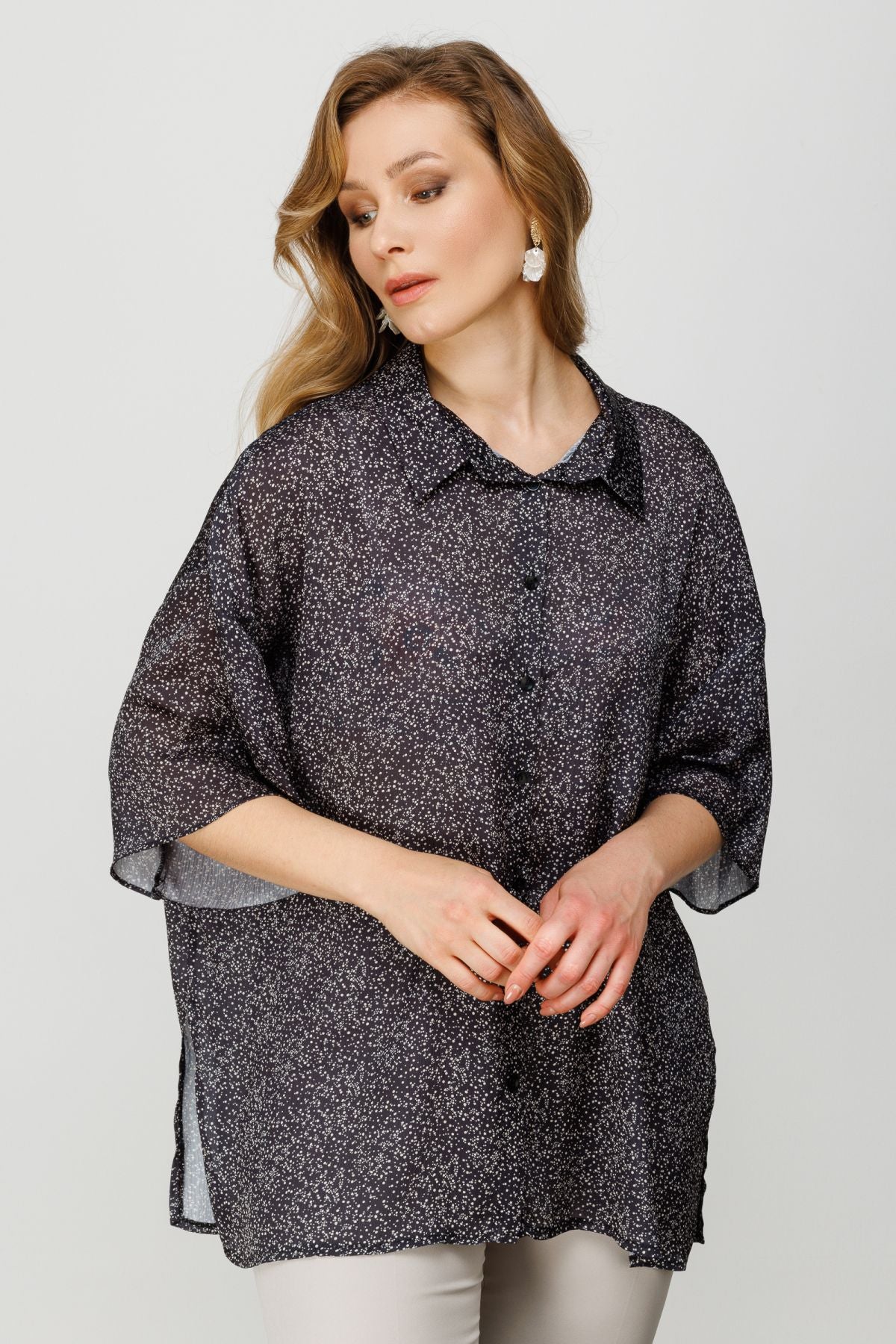 On Kadın Oversize Midi Gömlek - Minimalist Günlük Stil Main image
