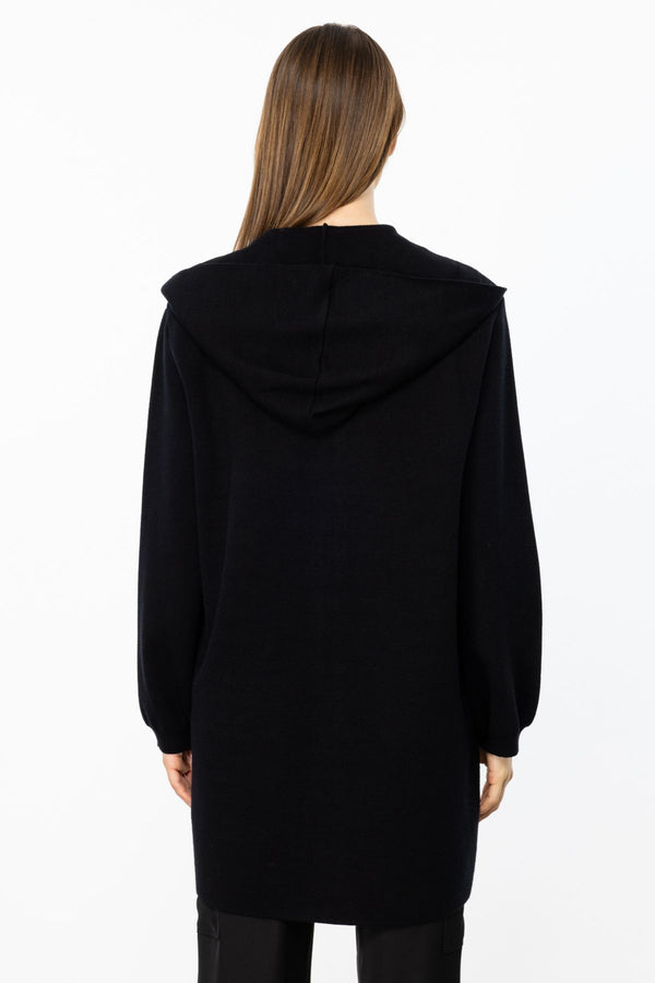 On Kadın Oversized Kapüşonlu Fermuarlı Midi Hırka