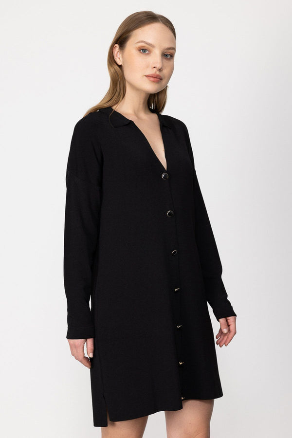 On Kadın Oversize Midi Hırka - Minimalist Günlük Stil - Uzun Kol Gömlek Yaka