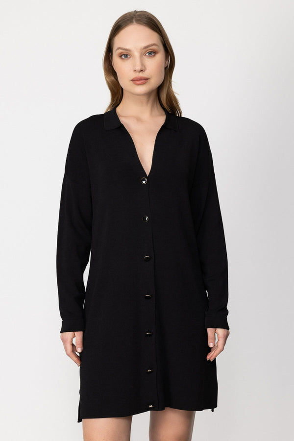 On Kadın Oversize Midi Hırka - Minimalist Günlük Stil - Uzun Kol Gömlek Yaka