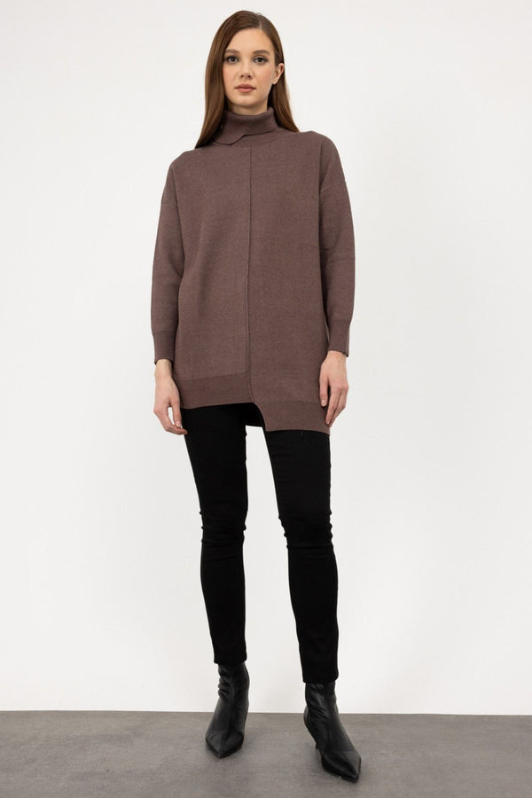 On Oversize Boğazlı Midi Kadın Kazak - Günlük ve Şık