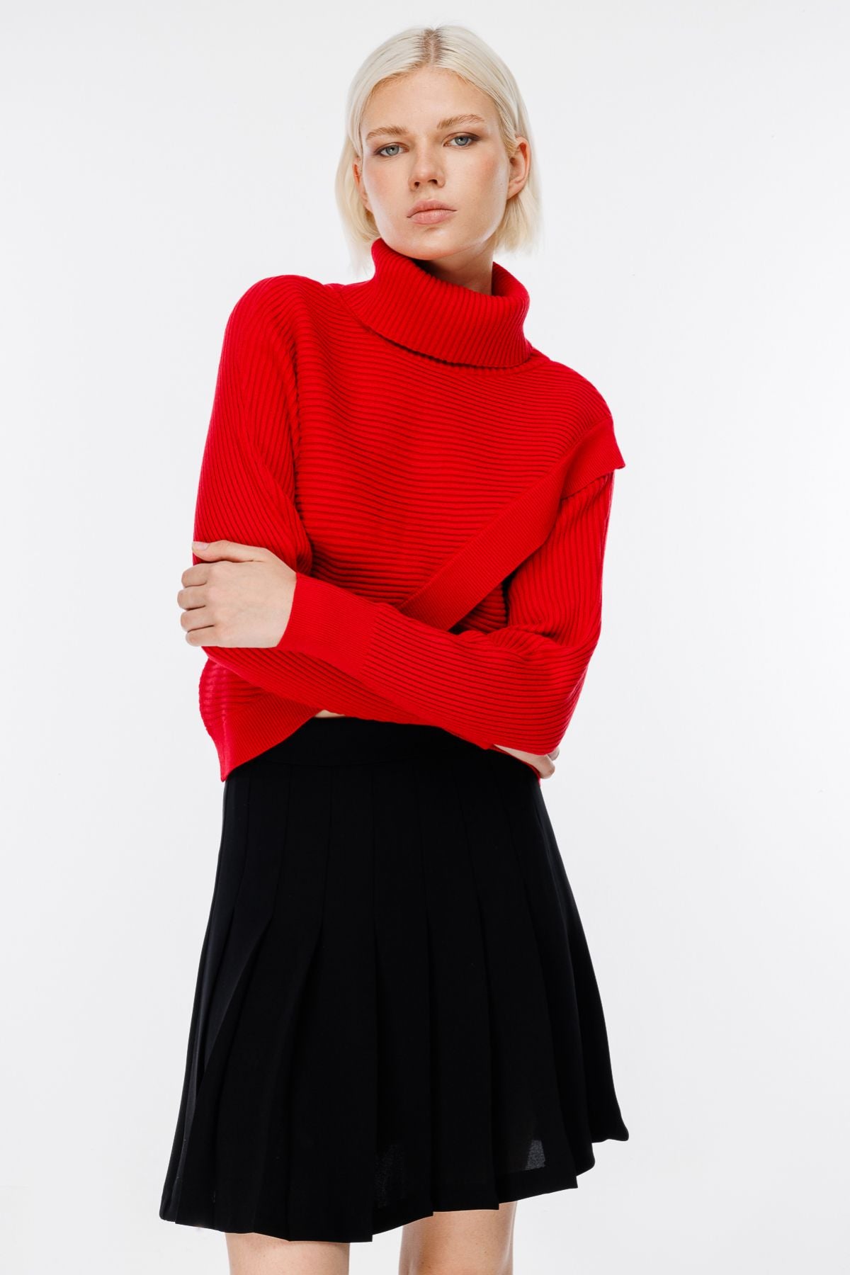 On Minimalist Boğazlı Crop Oversize Kazak - Günlük Şıklık