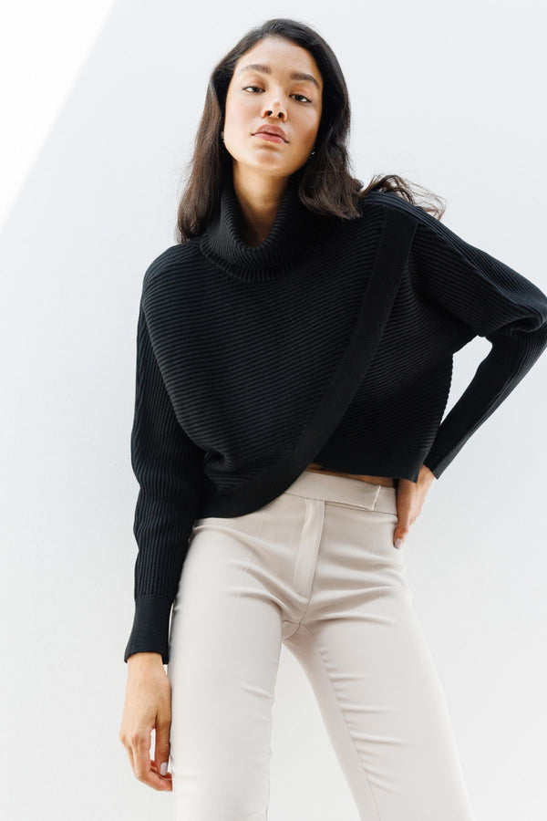 On Minimalist Boğazlı Crop Oversize Kazak - Günlük Şıklık