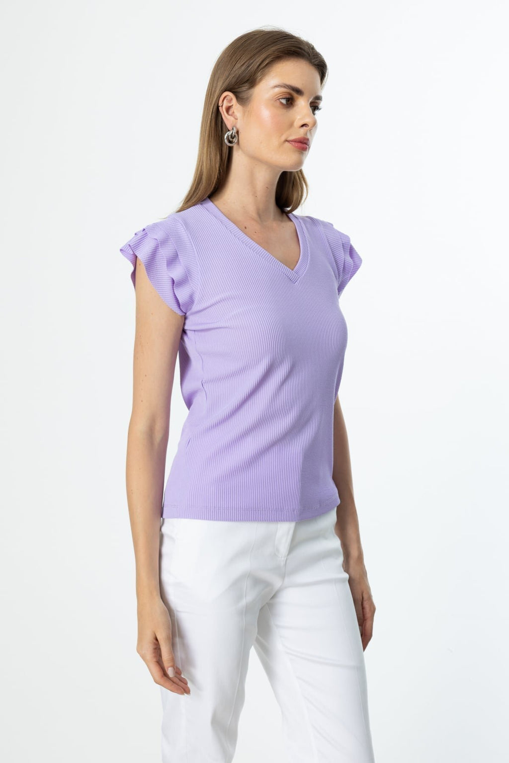 On Kadın Minimalist V Yaka Kısa Kol Bluz - Regular Fit