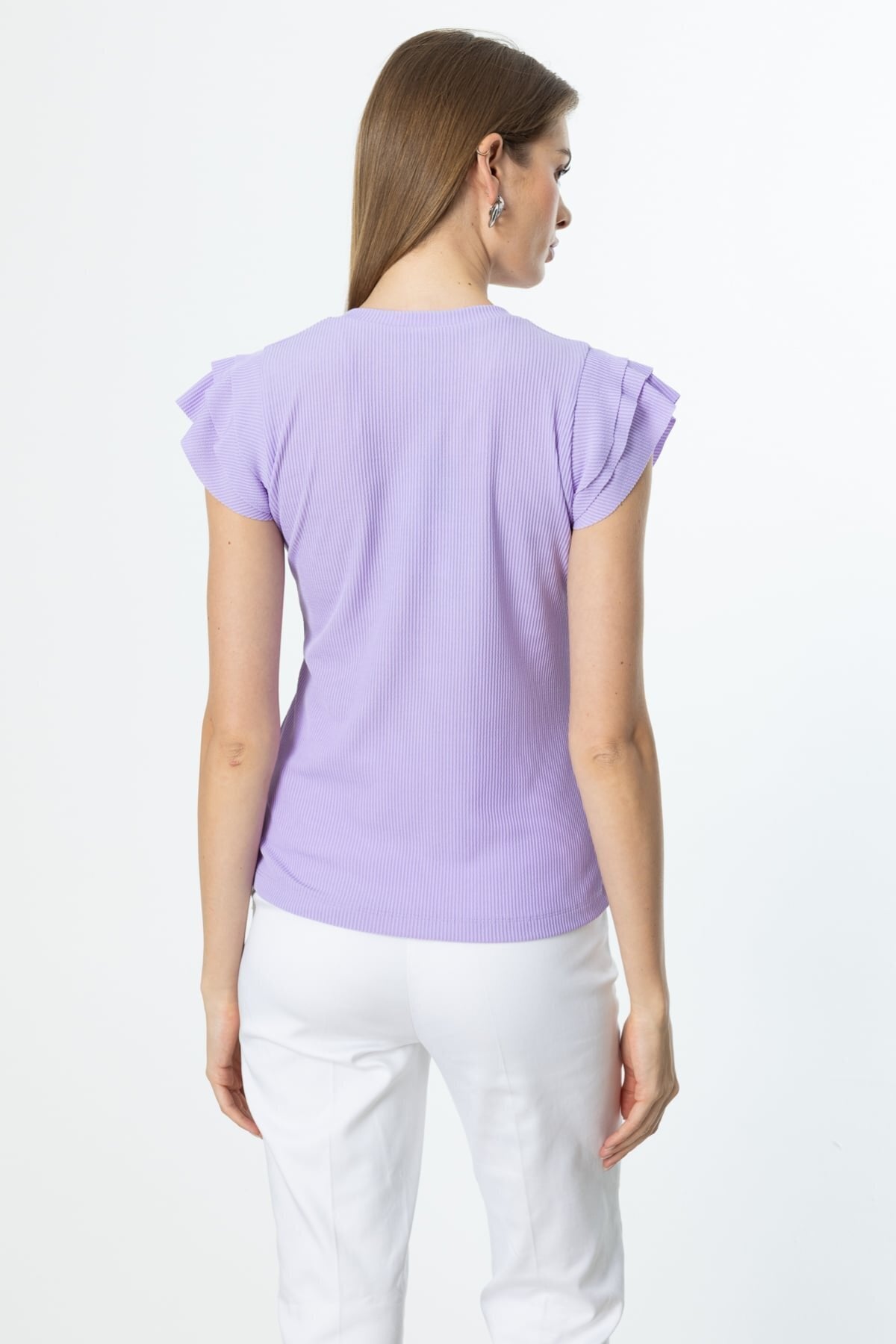 On Kadın Minimalist V Yaka Kısa Kol Bluz - Regular Fit