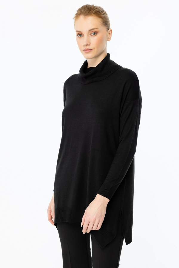 On Kadın Oversize Boğazlı Midi Tunik - Günlük Şıklık