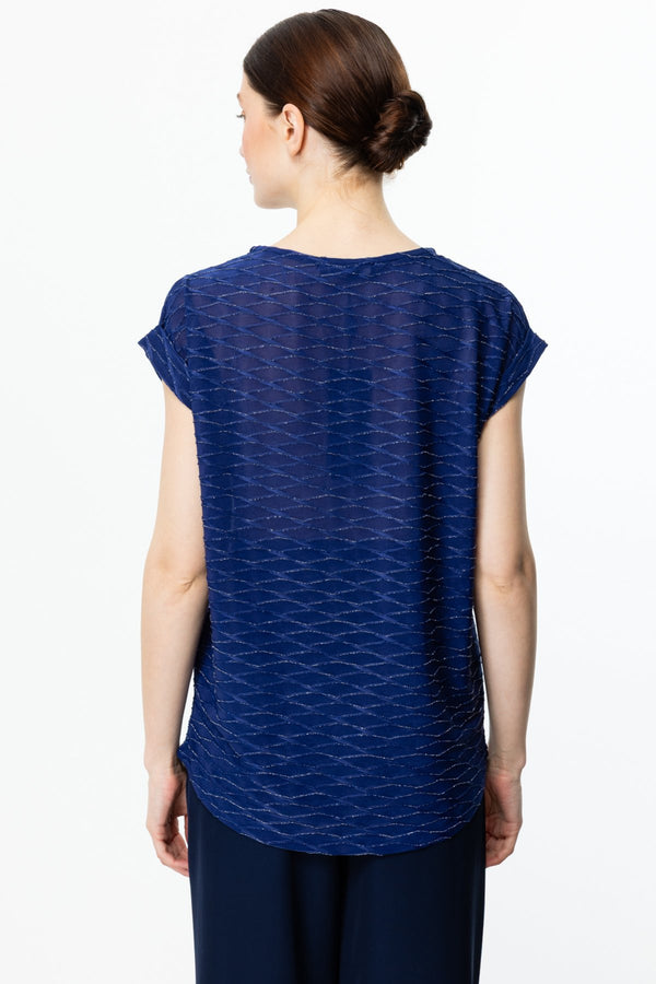 On Minimalist Oversize Kadın Bluz - Yuvarlak Yaka Kısa Kol