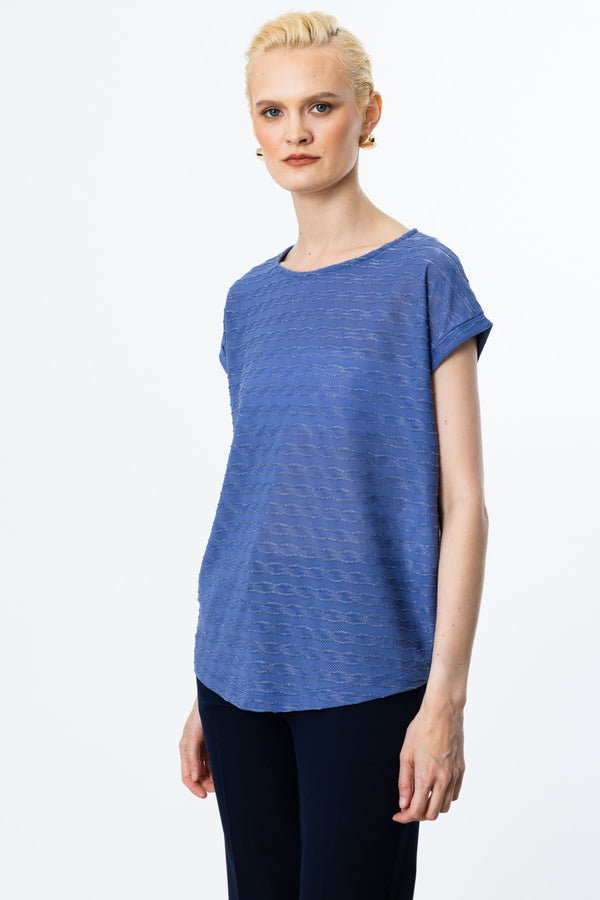 On Minimalist Oversize Kadın Bluz - Yuvarlak Yaka Kısa Kol