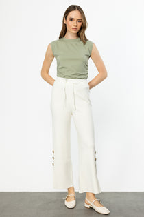 On Minimalist Oversized Midi Kadın Pantolon - Yüksek Bel