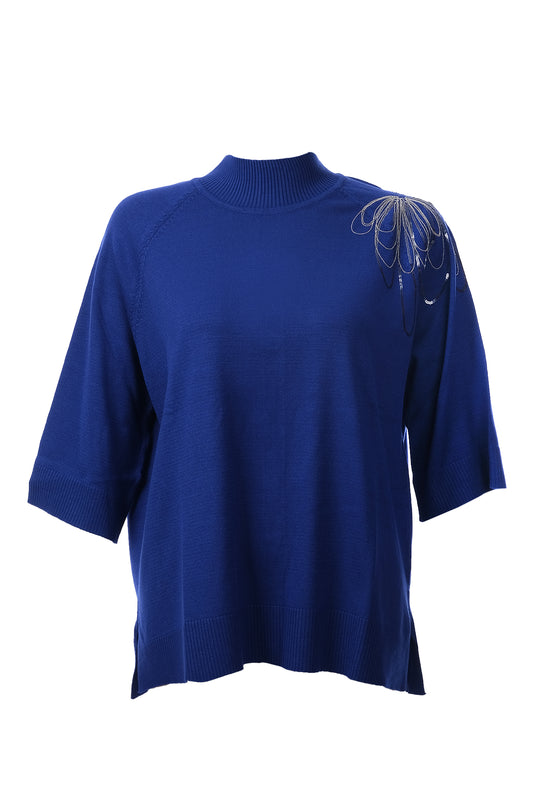 Ten Shoulder Chain Embroidered Knitted Sweater