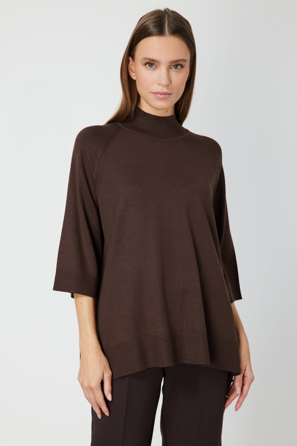 On Oversize 3/4 Kol Minimalist Kadın Kazak - Günlük Şıklık