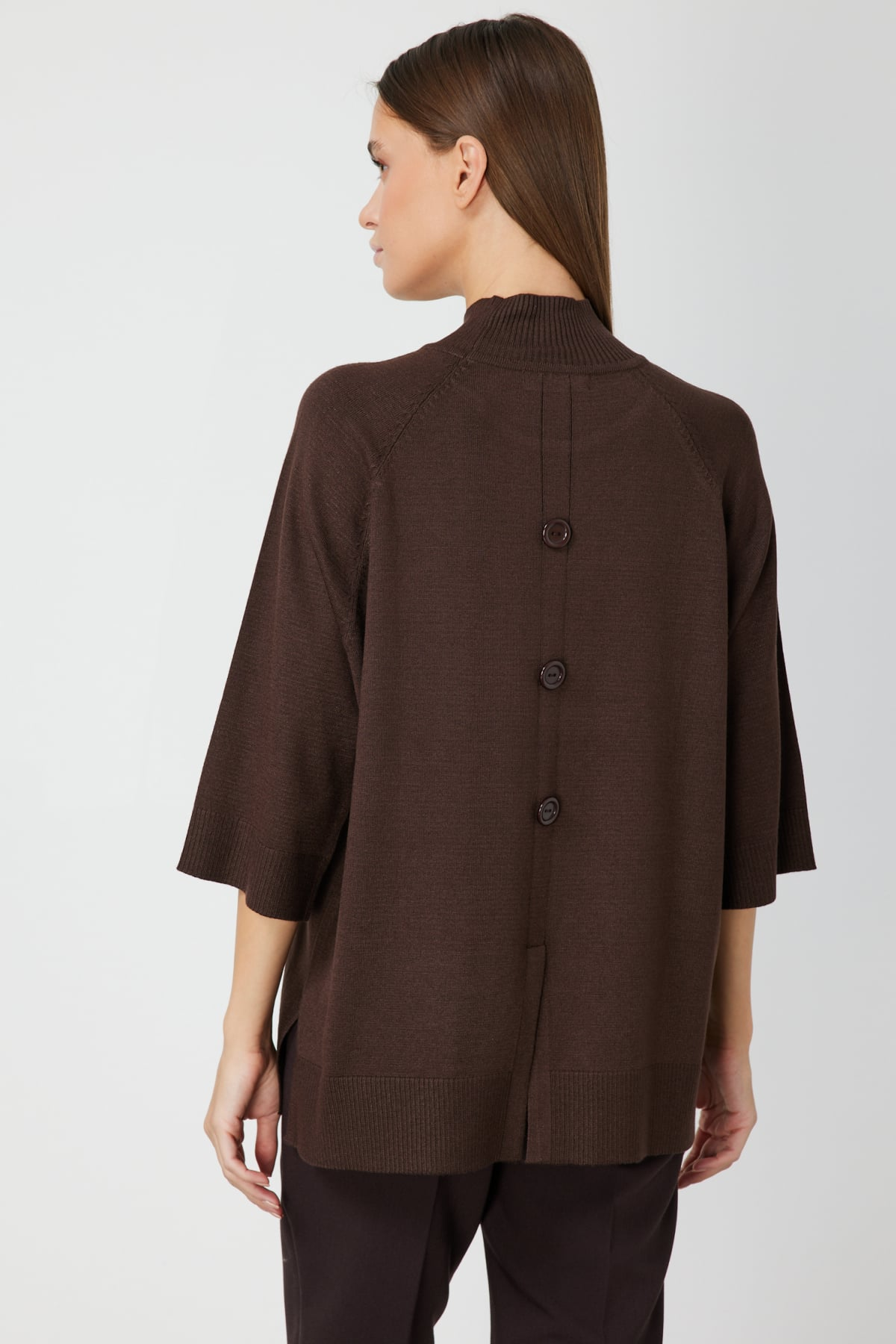 On Oversize 3/4 Kol Minimalist Kadın Kazak - Günlük Şıklık