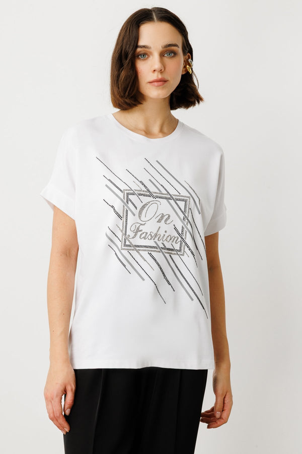On Oversize Minimalist Kısa Kol Kadın Bluz - Günlük Tarz