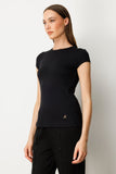 On Sıfır Yaka Ay Kol Basic Bluz