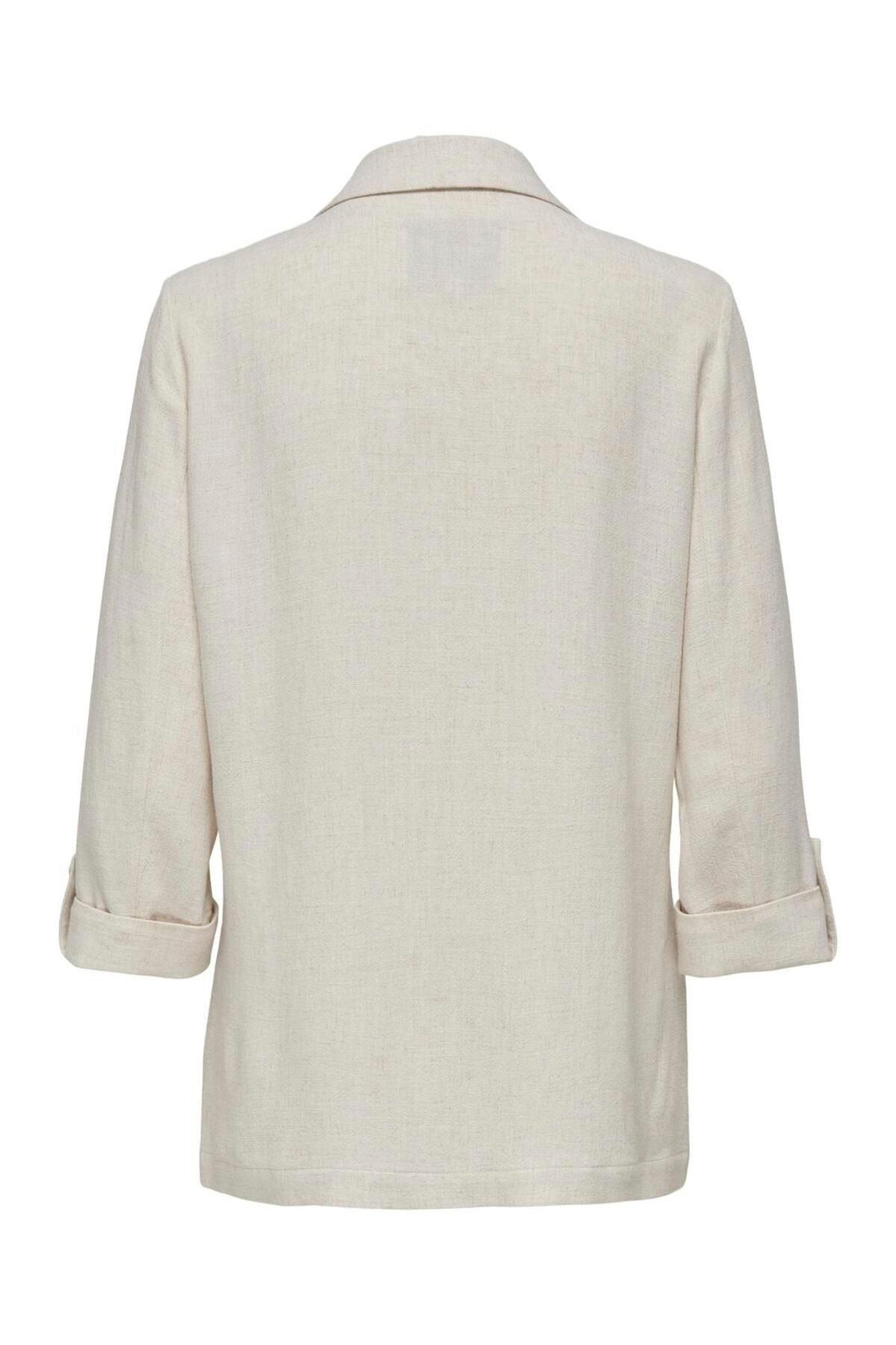 Only Minimalist Keten Blazer - Oversize 3/4 Kol Günlük Kadın Ceket