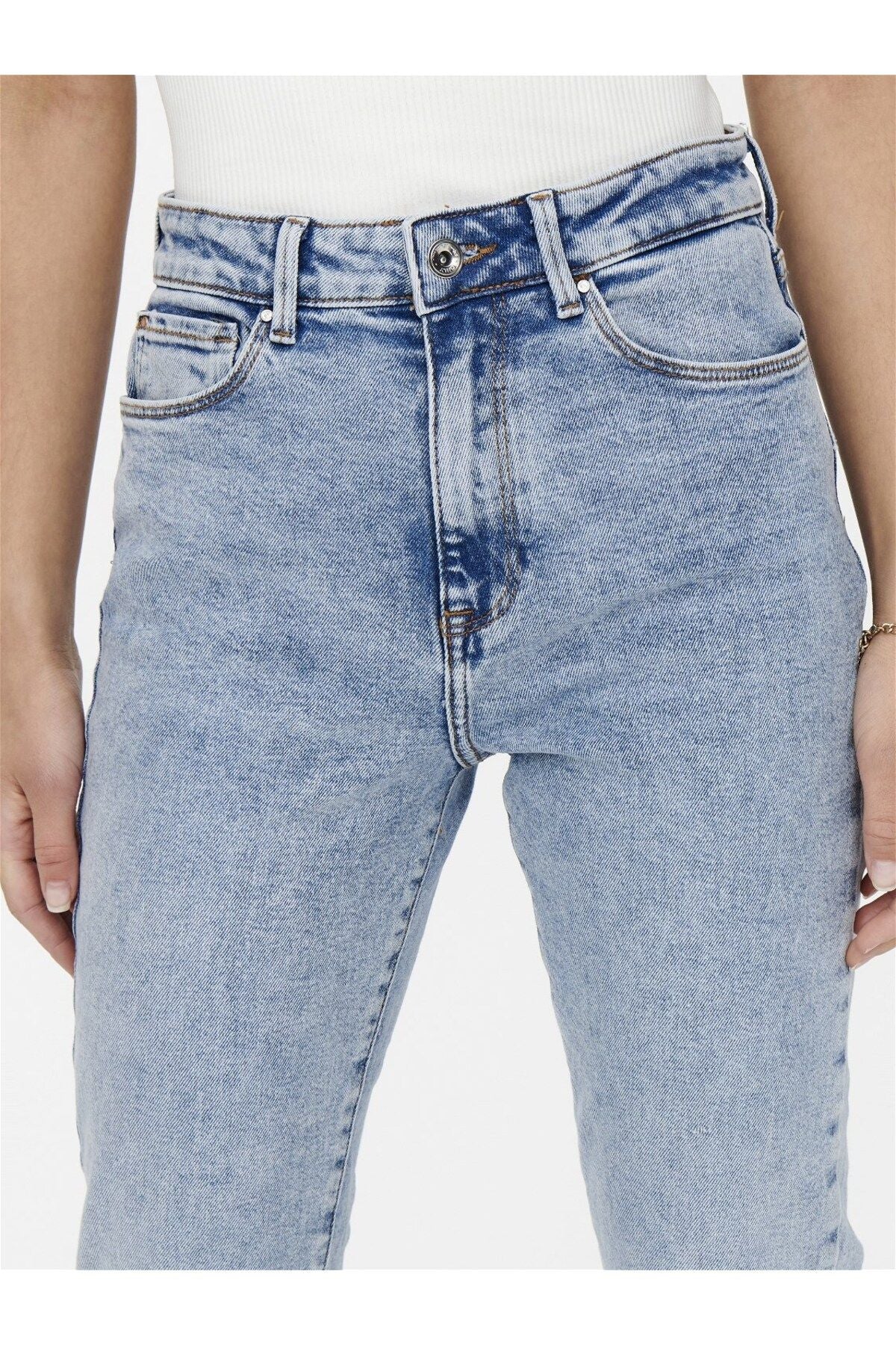 Only Yüksek Bel Slim Fit Midi Kot Pantolon - Minimalist Günlük Stil