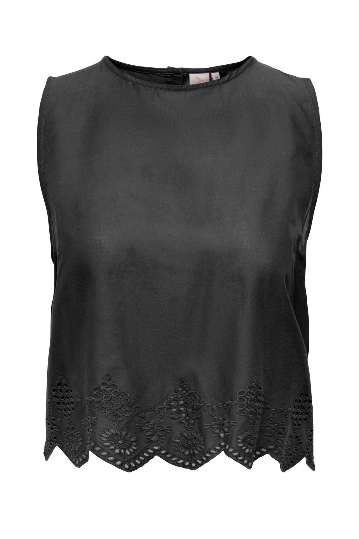 Only Minimalist Crop T-Shirt Yuvarlak Yaka Kolsuz Yazlık Günlük Main image