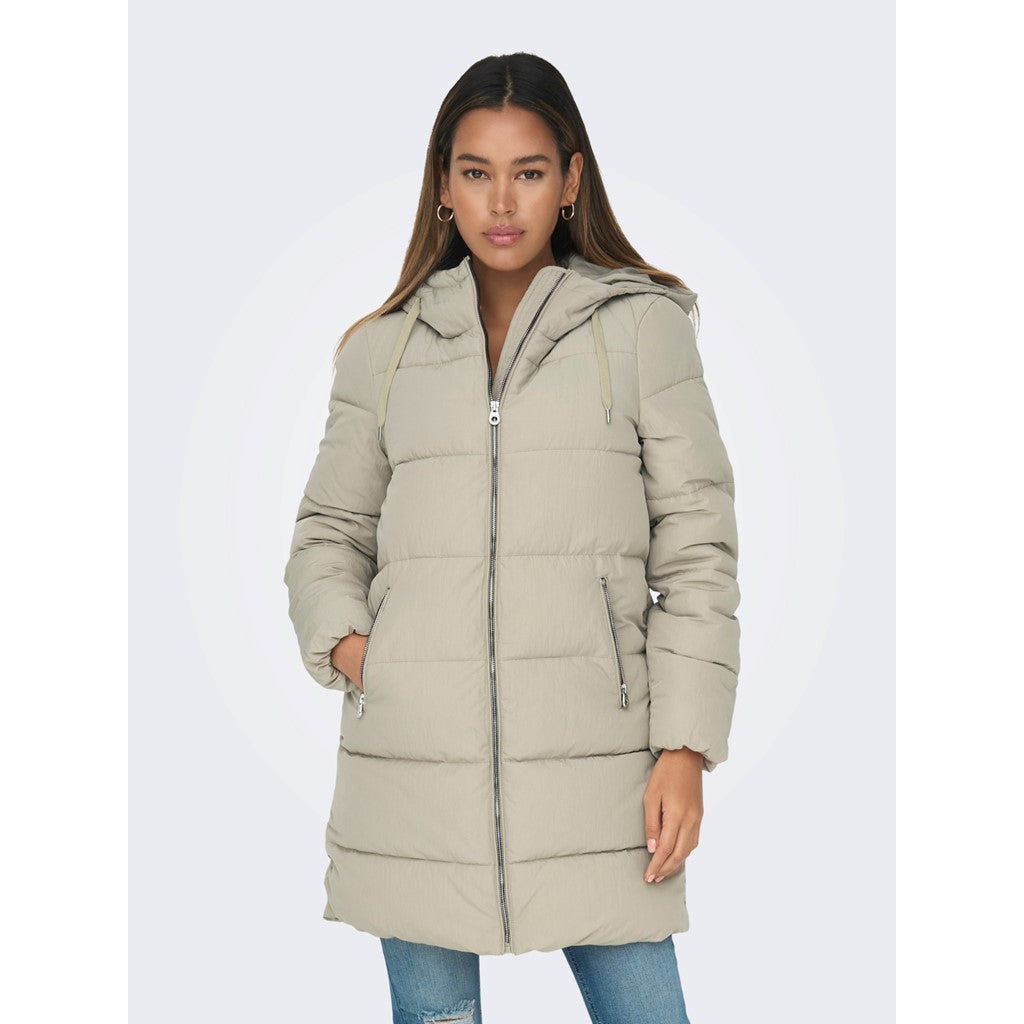 Only Kapüşonlu Oversize Midi Şişme Mont - Kışlık Günlük Main image
