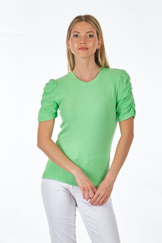 Only Minimalist Büzgülü Kol Kısa T-Shirt - Günlük Kombinler