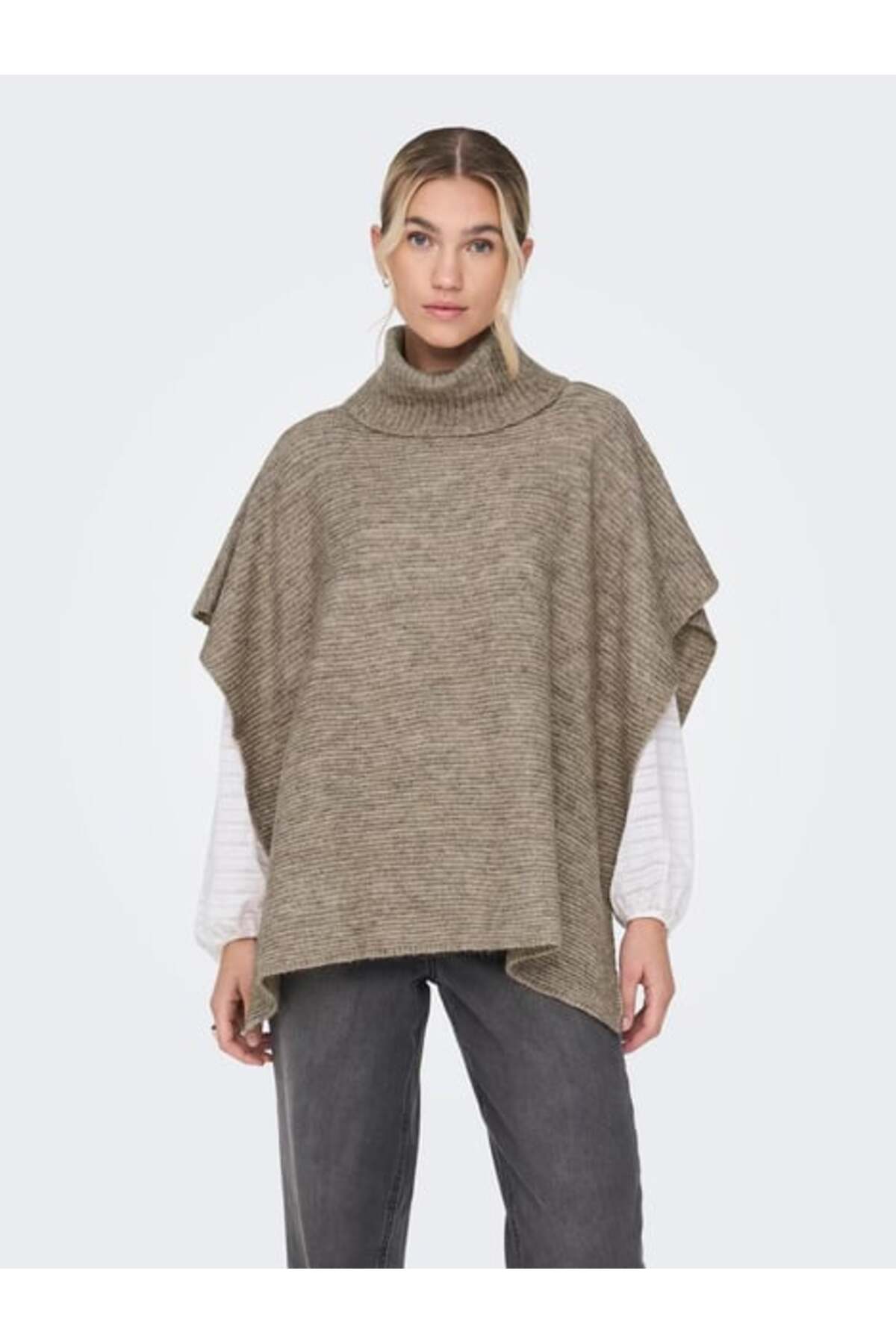 Only Oversize Bohem Kaşmir Yaka Kadın Panço - Minimalist Tarz