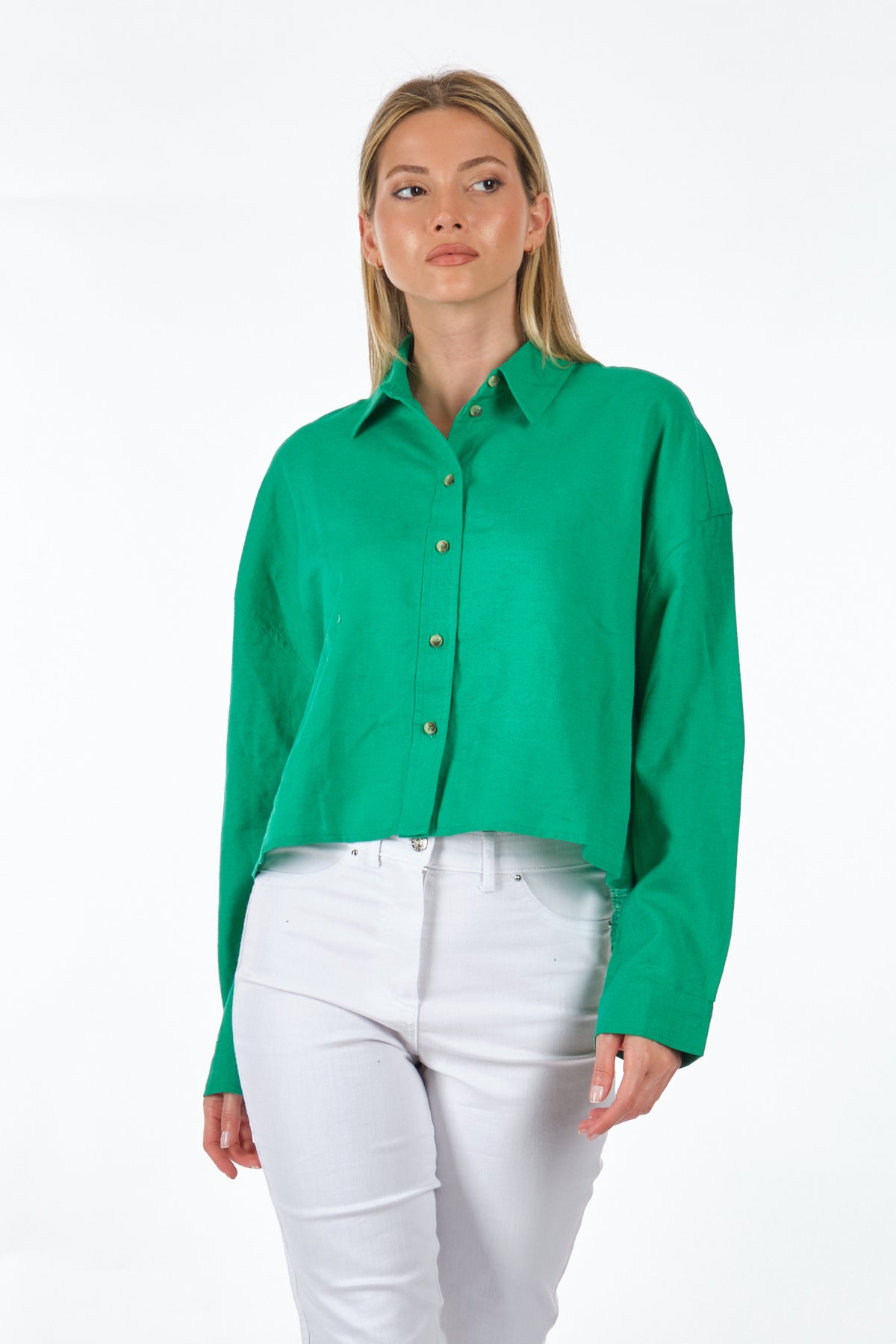Only Oversize Crop Gömlek: Minimalist Günlük Stil, Uzun Kol