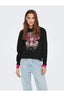Only Oversize Kapşonlu Sweatshirt - Vintage Baskı - Crop - Günlük