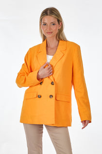 Only Oversize Minimalist Keten Kadın Ceket - Uzun Kol - Çift Düğme