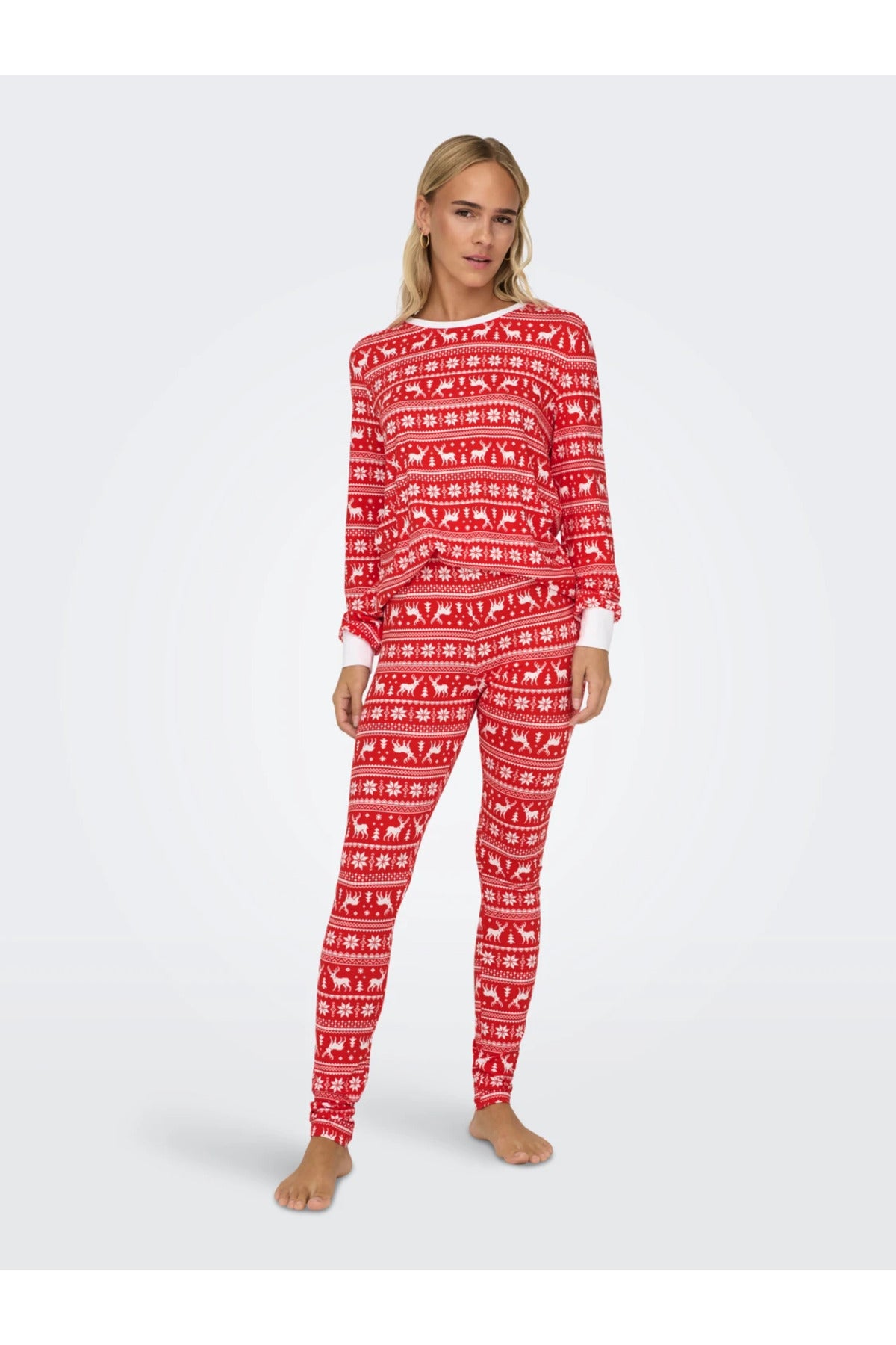 Only Uzun Kol Gece Pijama Takımı - Rahat ve Sıcak Kışlık Desen Secondary image