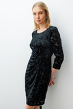 Ekol Velvet Dress with Gathered Front Details