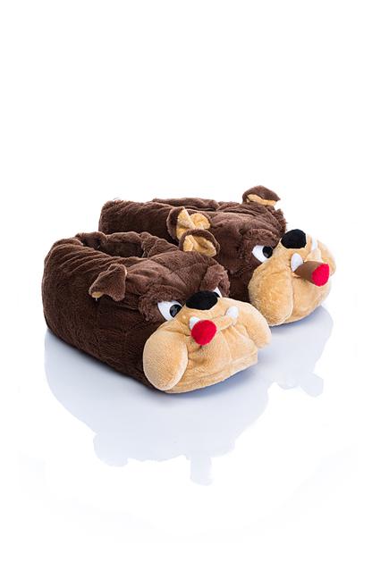 Twigy Bulldog Desenli Peluş Kadın Terliği - Sıcak ve Rahat Main image