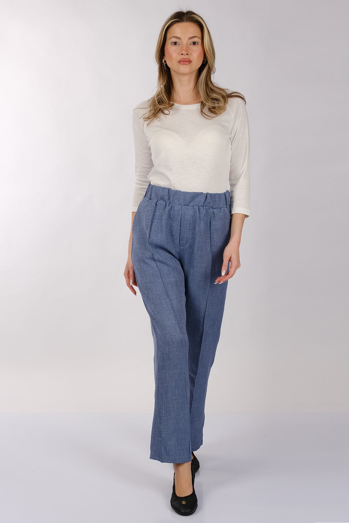 Daido Minimalist Yüksek Bel Keten Kadın Pantolon - Regular Fit Secondary image