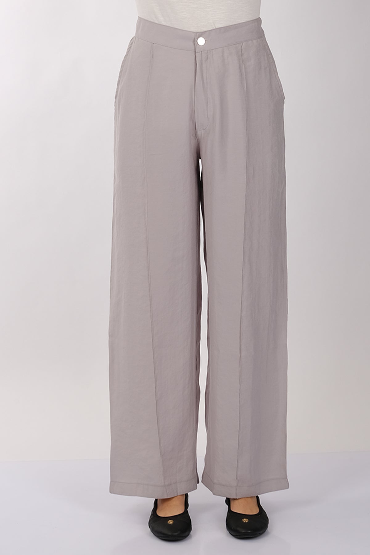 Daido Minimalist Yüksek Bel Bol Paça Kadın Pantolon - Günlük & Ofis
