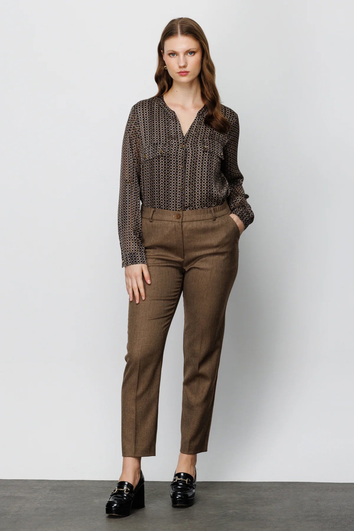 Ekol Minimalist Yüksek Bel Kadın Pantolon - Midi Boy, Günlük