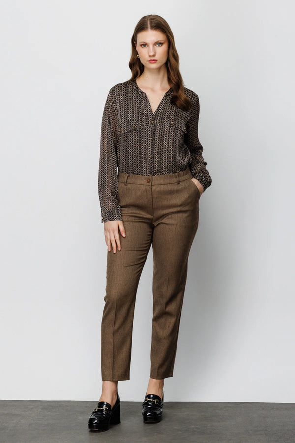 Ekol Minimalist Yüksek Bel Kadın Pantolon - Midi Boy, Günlük