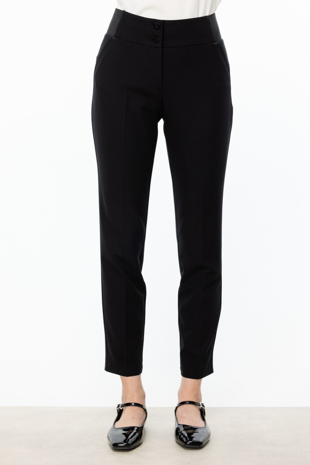Ekol Minimalist Yüksek Bel Düğmeli Kadın Pantolon - 7/8 Boy