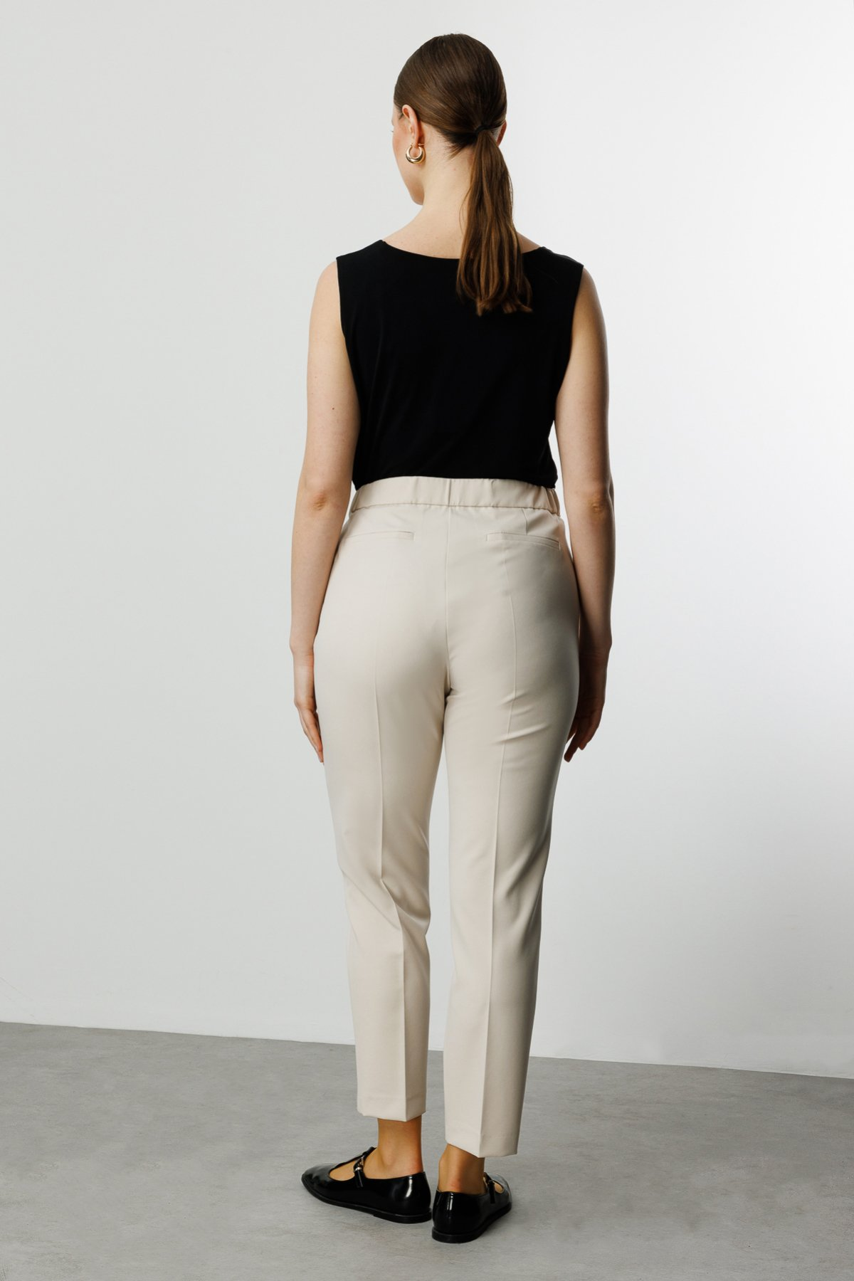 Ekol BB Minimalist Kadın Pantolon - 7/8 Boy - Yüksek Bel - Düz Kesim