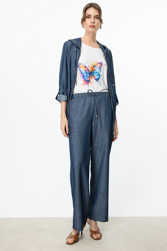 Ekol Beli Lastikli Bol Paça Pantolon