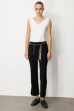 Ekol Slit Hem Pants with Chain Belt