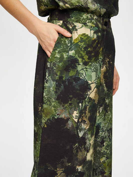 Women's Jungle Pattern Wide Leg Fit Viscose Trousers by Faik Sönmez
