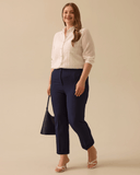 Plus Size Gala-Xi Double Hem Trousers with Gathered Waist