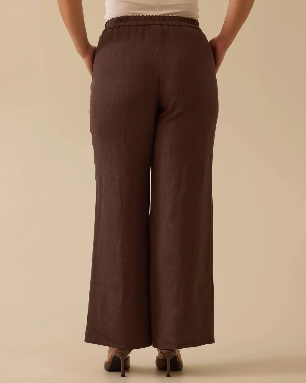 Gala-xi Minimalist Yüksek Bel Geniş Paça Keten Pantolon - Günlük & Şık Secondary image