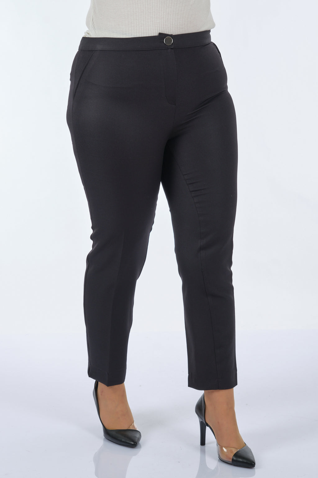 Garni Minimalist Yüksek Bel Kadın Pantolon - Günlük & İş