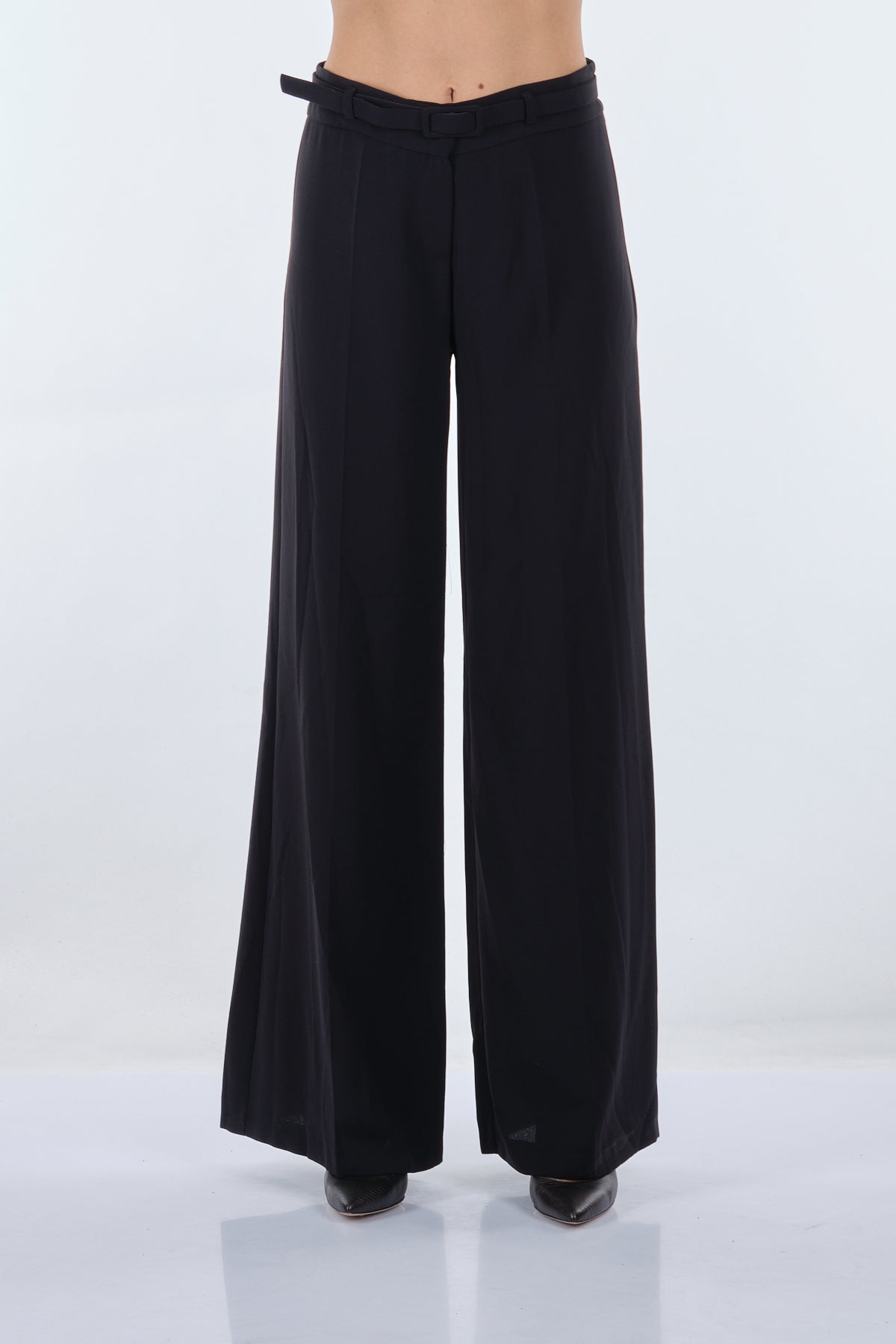 Garni Minimalist Geniş Paça Kadın Pantolon - Yüksek Bel - Trend Secondary image