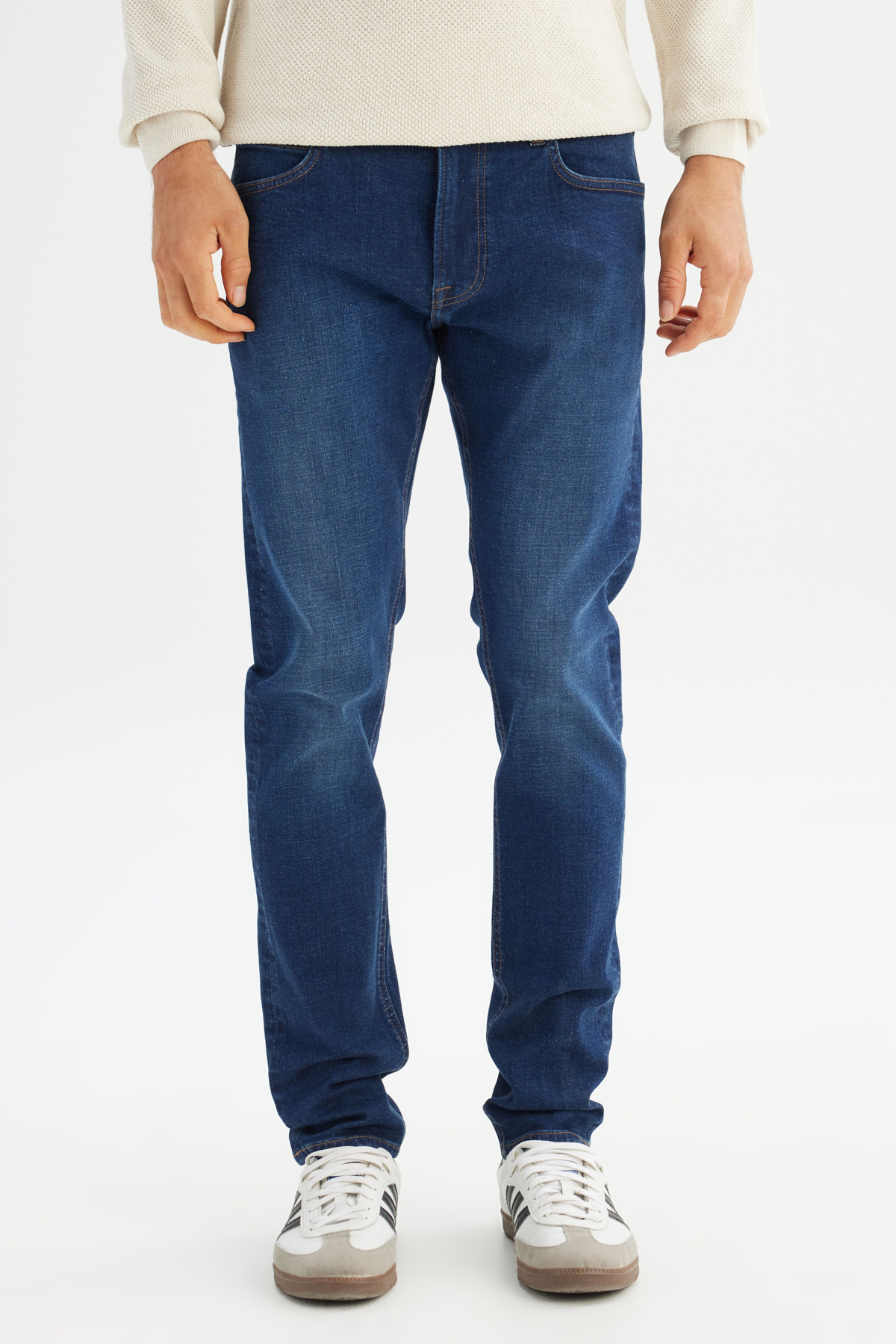 Slim Fit Dar Kesim Normal Bel Dar Paça Pamuklu Esnek Mavi Jean Denim Pantolon Lee