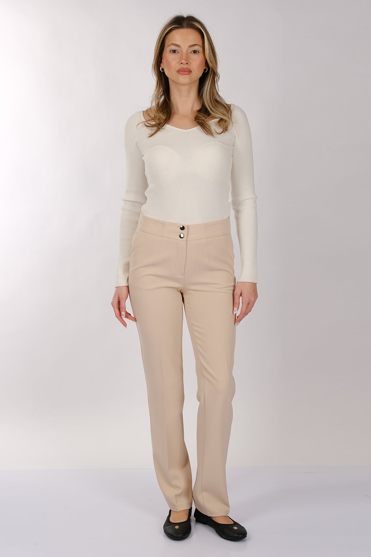 Modiva Minimalist Yüksek Bel Regular Fit Kadın Pantolon - Günlük & İş Main image