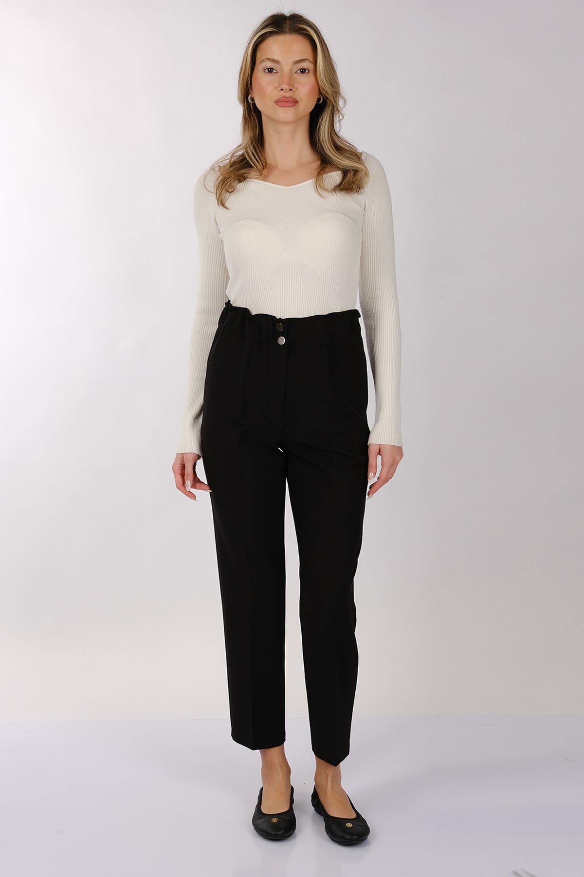 Modiva Minimalist Yüksek Bel Crop Pantolon - Günlük & İş Main image